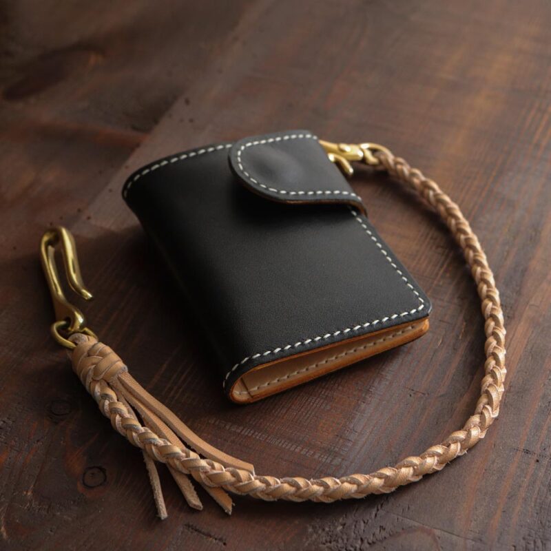 Leather biker wallet black bottom