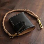 Leather biker wallet black top