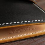 Leather biker wallet black logo