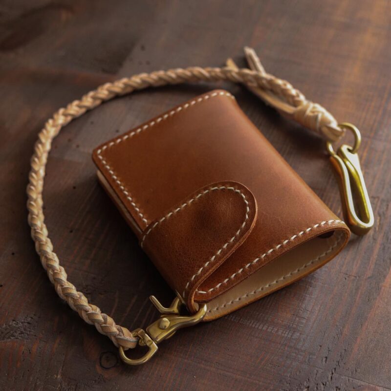 Leather biker wallet brown top