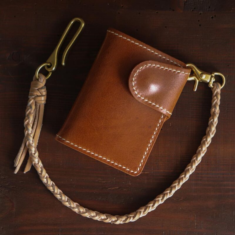 Leather biker wallet brown front