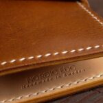 Leather biker wallet brown logo