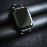 Leather Apple Watch Band Black with apple watch 7