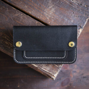 Leather trucker wallet mid Black