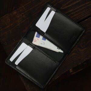 No.62 Leather Bifold Wallet Dark Edition open cards